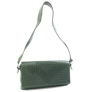 Bally handbag, dark green leather, quilted, women's.